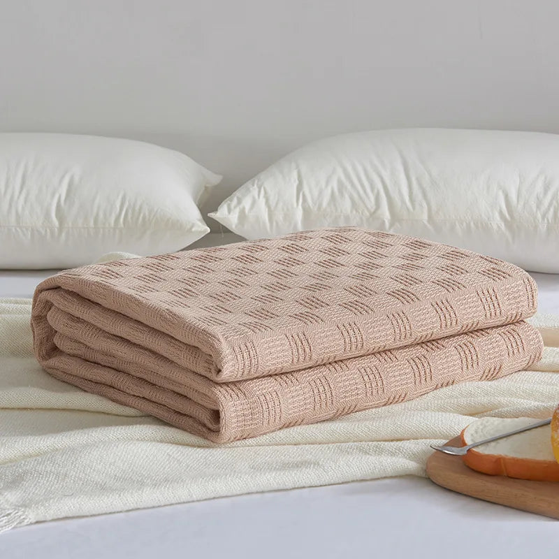 Afralia™ Pure Cotton Knitted Blanket: Summer Sofa Cover Comfort Queen Double Size Quilt