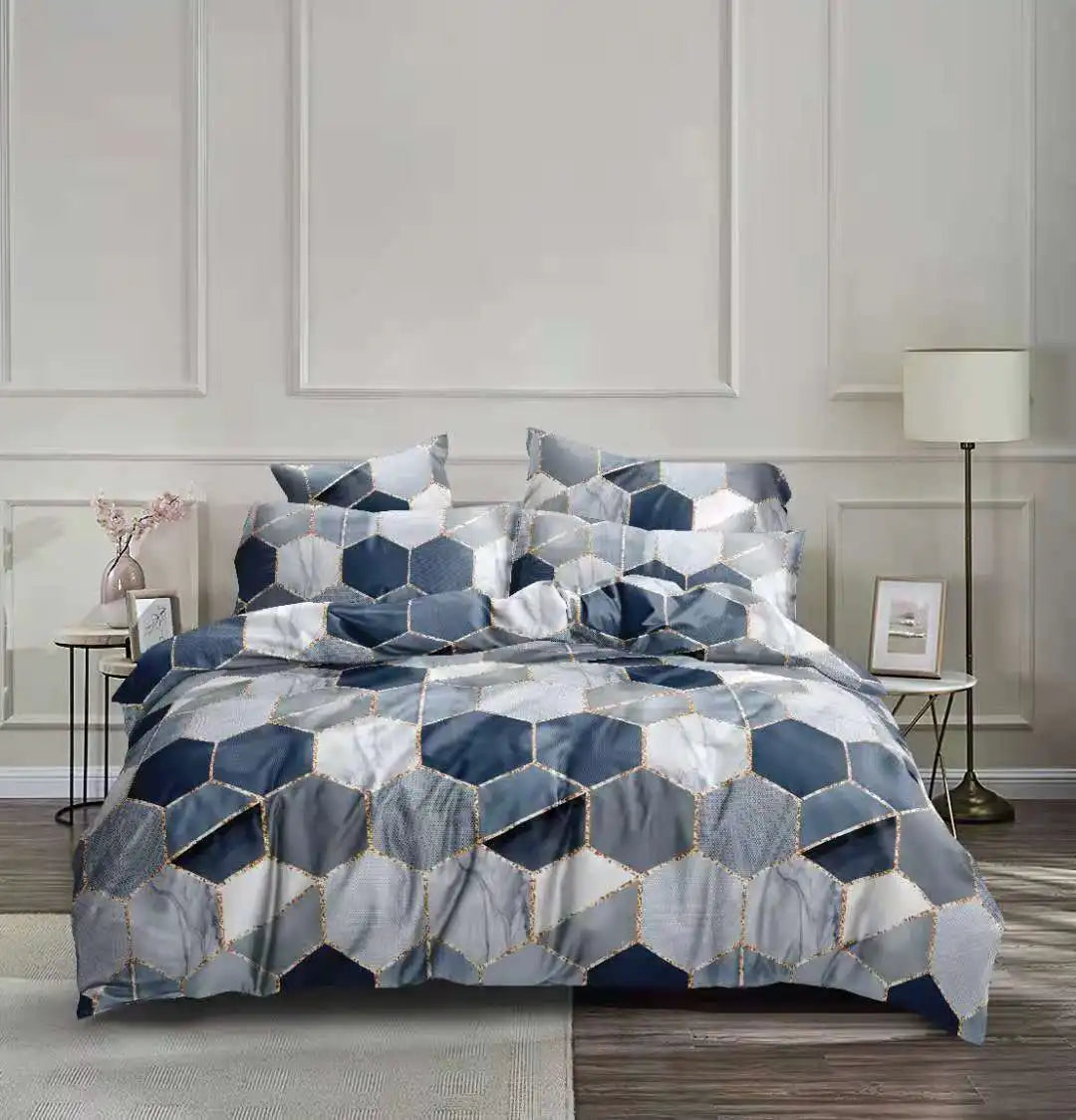 Afralia™ Honeycomb Marble Patterned Bedding Set, Premium Duvet Cover with Pillowcase