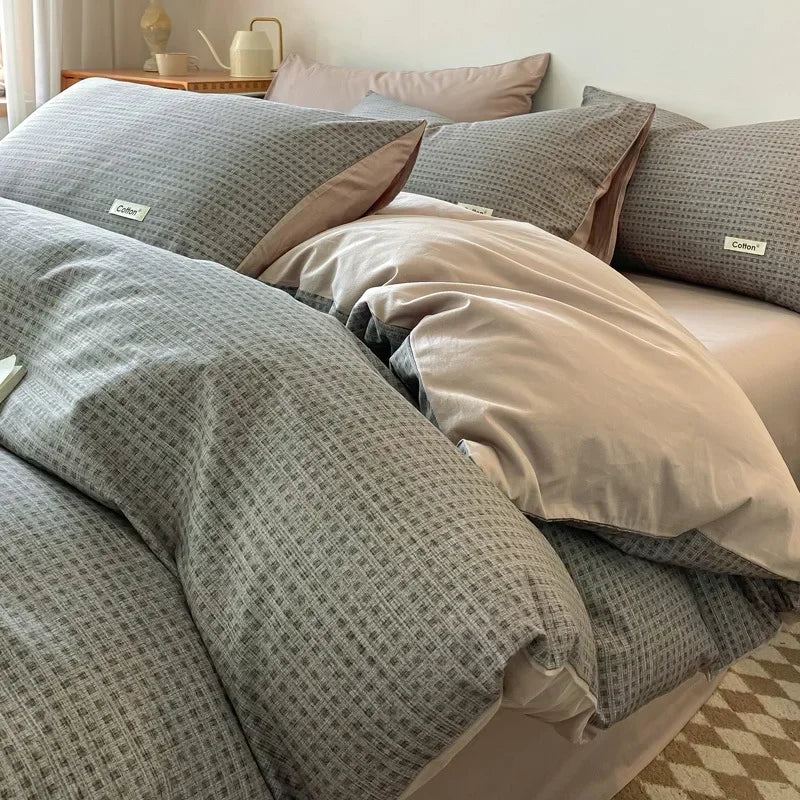 Afralia™ Nordic Cotton Bedding Set: Soft Striped Comforter Cover for Adults