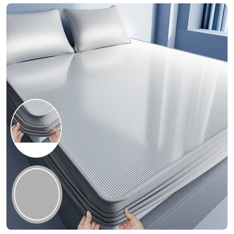 Afralia™ Silky Cool Feeling Full Fitted Sheet Set | Solid Color Bed Cover