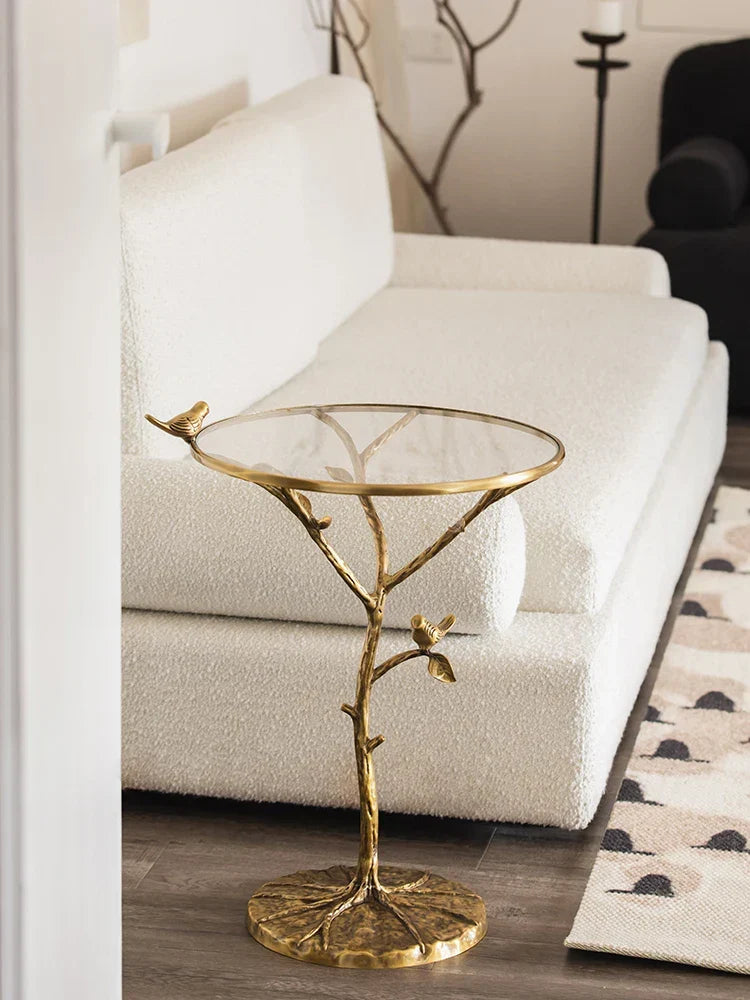 Afralia™ Brass Bird Side Table | Creative Tea Table | Balcony & Living Room Decor