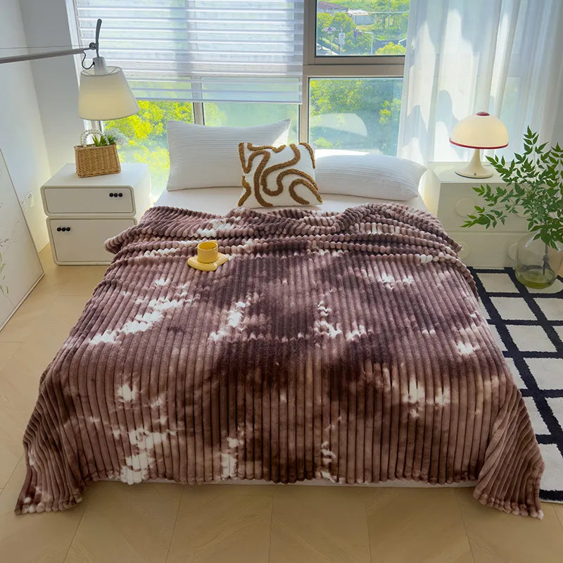 Afralia™ Marble Patterned Flannel Blanket - Multipurpose Office Nap Shawl & Cushion
