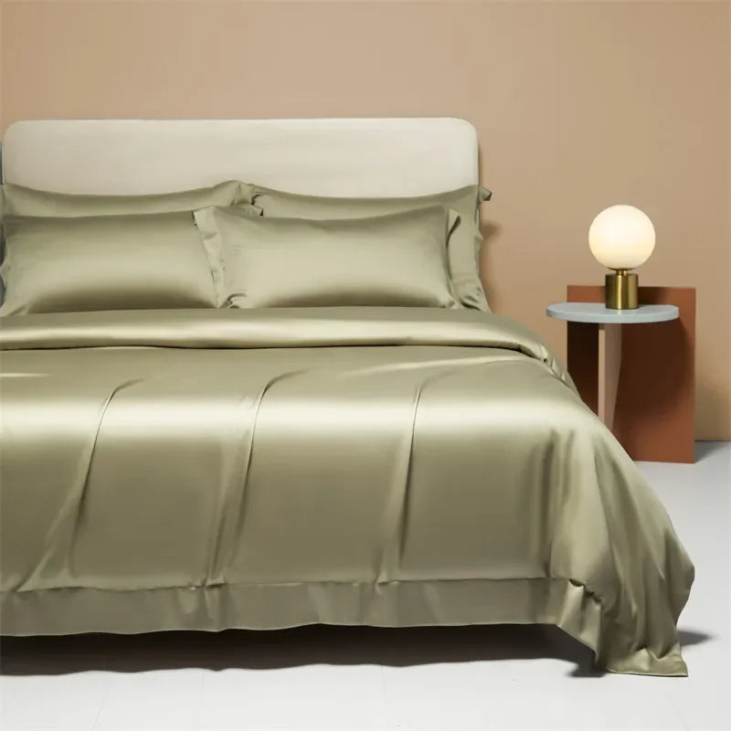 Afralia™ Cooling Cotton Solid Bedding Set Ultra Soft Quilt Cover for Summer