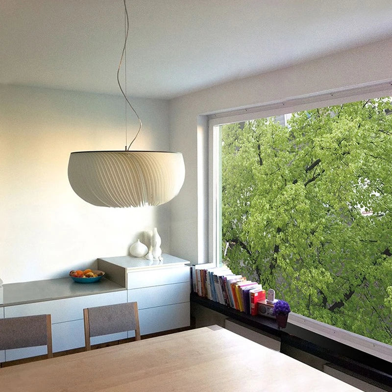 Afralia™ White LED Pendant Light with Parchment Art Ceiling Lamp