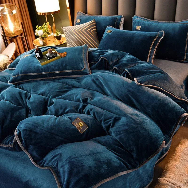 Afralia™ Plush Winter Bedding Set: Ultra-Thick Milk Fleece Duvet, Sheets, Comforter Cover & Pillowcases