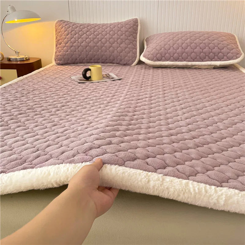 Afralia™ Antibacterial Milk Velvet Mattress, Thick & Warm with Anti-Slip Straps