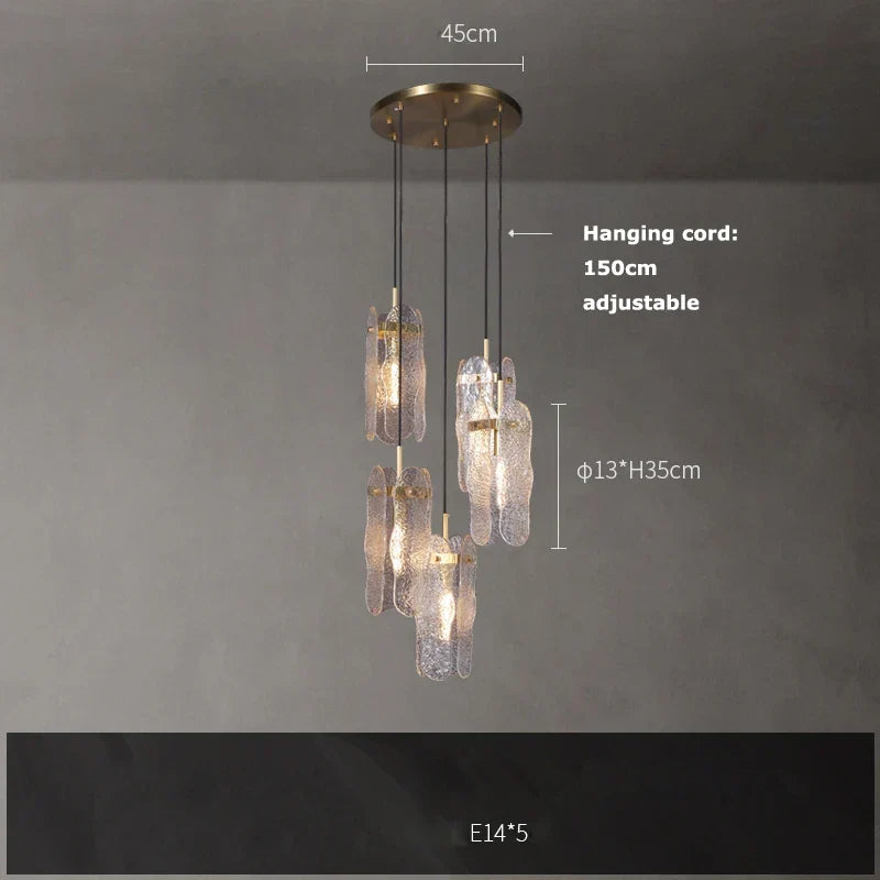 Afralia™ Gold Water Ripple Glass Ceiling Lamp for Bedroom Kitchen Home Decor