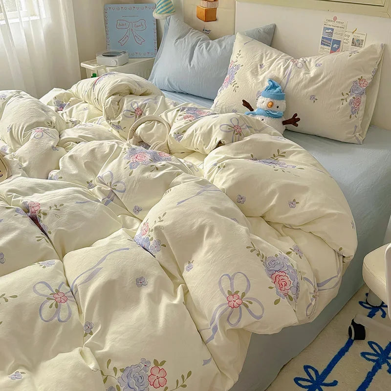 Afralia™ Cartoon Print Quilt Cover Set for King Queen Beds - All Seasons Comfort