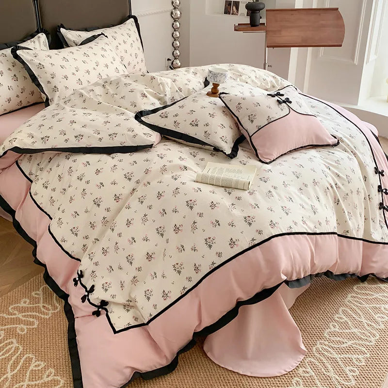 Afralia™ Printed Cotton Bedding Set, High Quality, Queen/King Size, Skin-Friendly, Double Bed Linens
