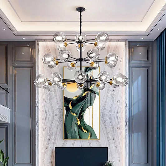 Afralia™ Nordic Glass Ball LED Chandelier for Ceiling Lighting in Living Room and Bedroom