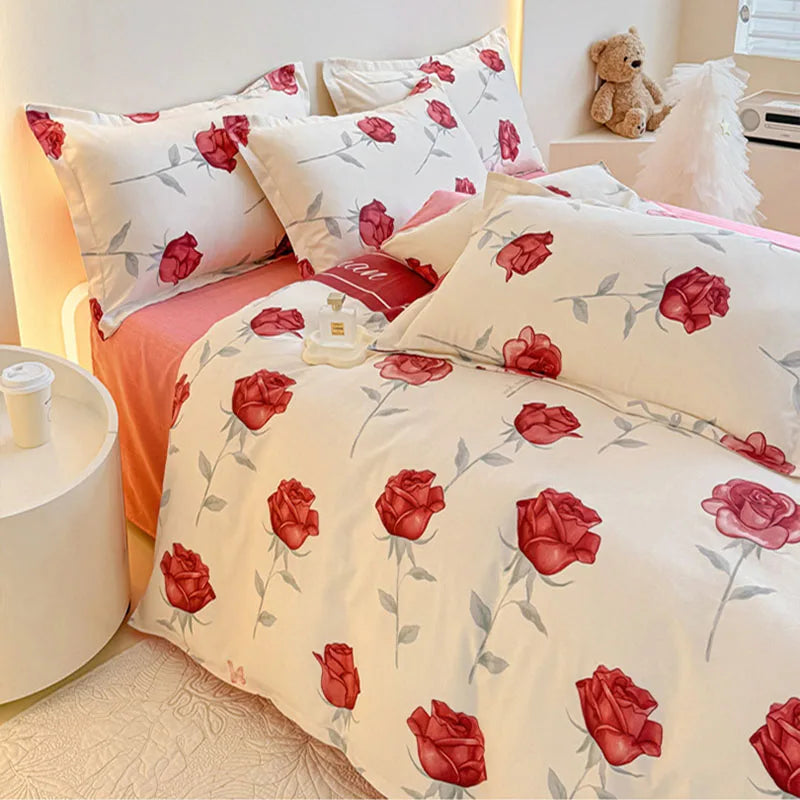 Afralia™ Romantic Flower Soft Bedding Set: Cozy & Breathable Comforter for Spring & Summer