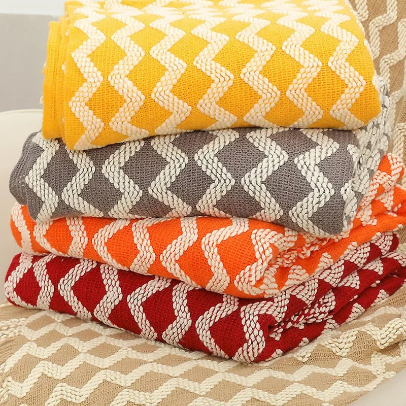 Afralia™ Knitted Tassel Hem Blanket: Cozy Warmth for Home, Office, Sofa, and More