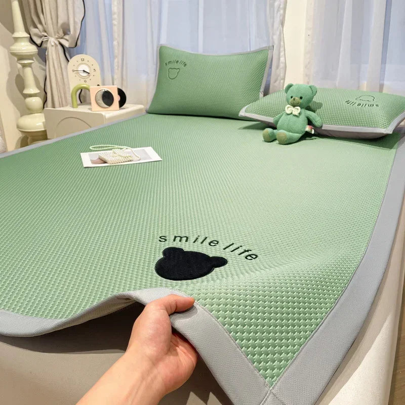 Afralia™ Bear Jacquard Ice Bean Mat Set - Cooling Bed Sheet for Kids & Adults