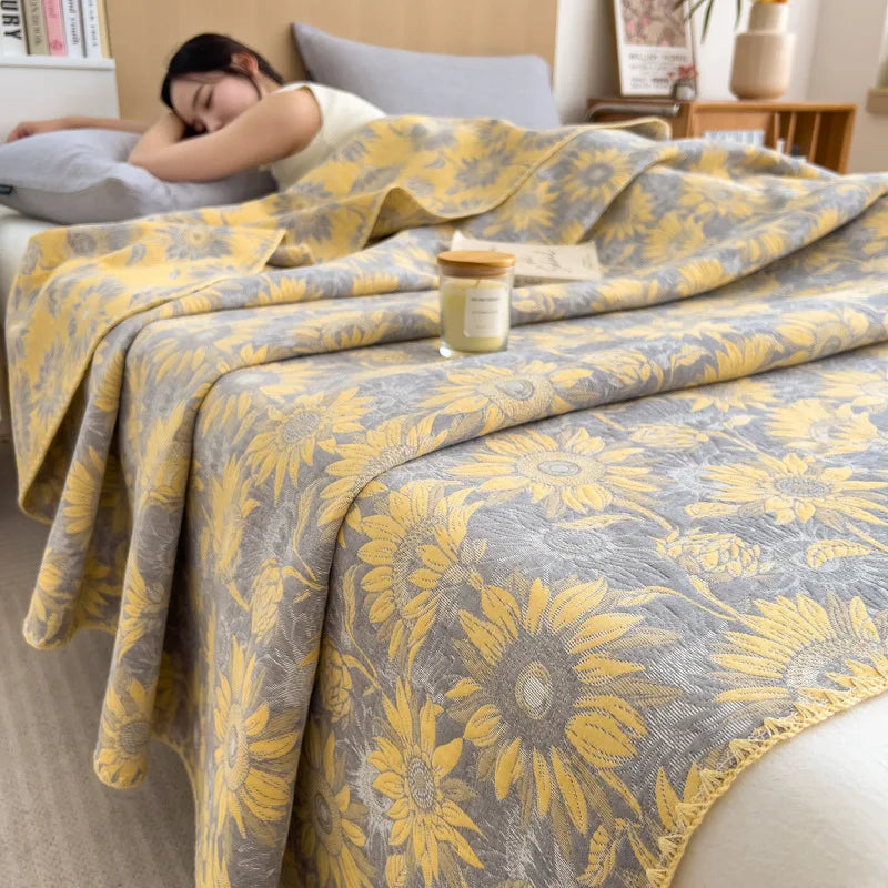 Afralia™ Cotton Towel Blanket, Rural Printed Thin Quilt - Luxury Breathable Bedspread