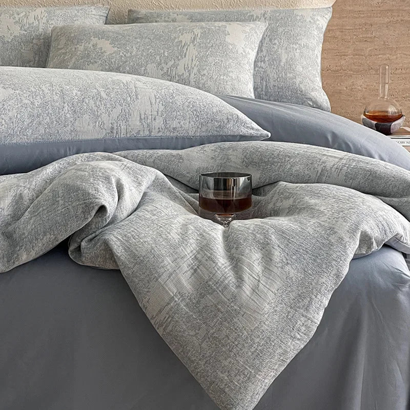 Afralia™ Luxury Jacquard 3-Layer Cotton Bedding Set - Soft & Skin-Friendly