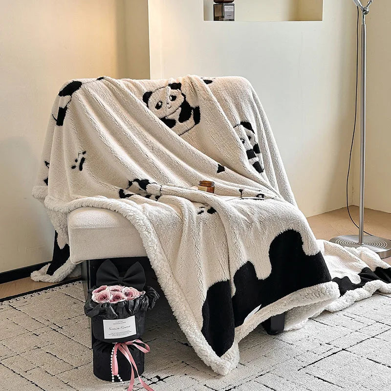 Afralia™ Double-Layer Jacquard Lamb Wool Blanket - Cozy Sofa Throw for Winter Home Comfort
