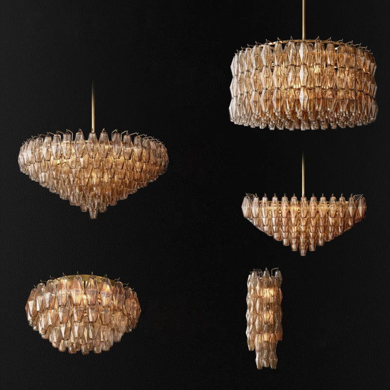 Afralia™ Art Deco Glass Shade Brass LED Chandelier - Luxury Black Dining Room Ceiling Light