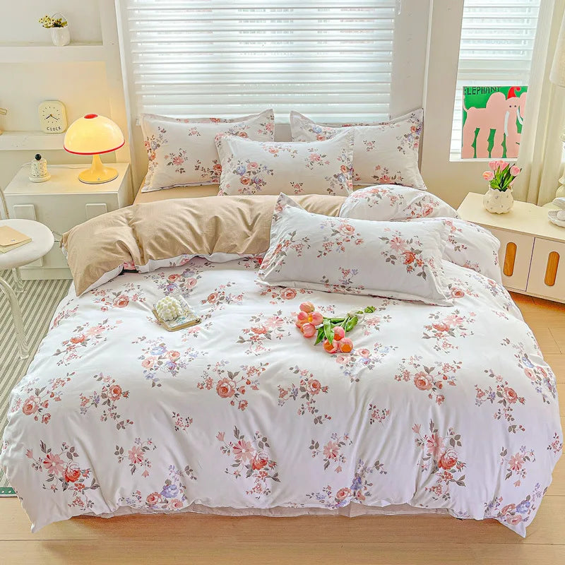 Afralia™ Cozy Cotton Bedding Set for Double Bed, Autumn Winter Duvet Cover Kit