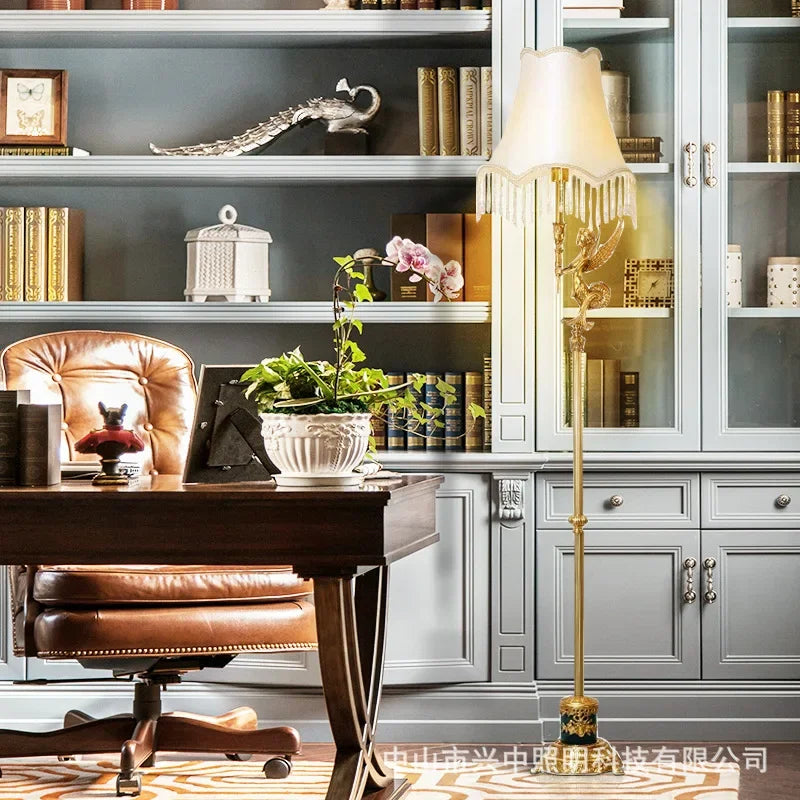 Afralia™ Luxury Copper Floor Lamp: Elegant European Villa Decor for Living Room & Study