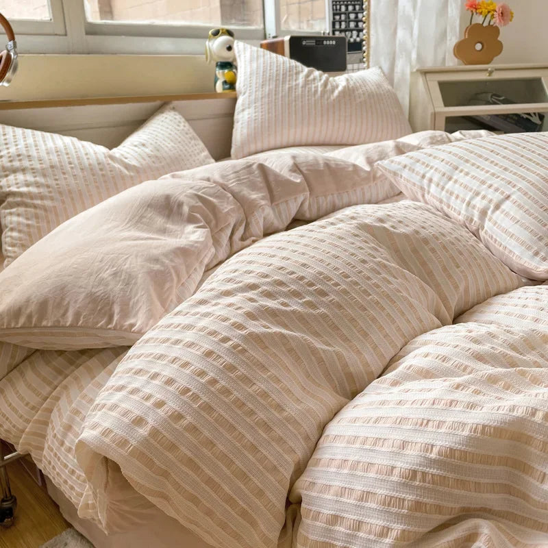 Afralia™ Pure Cotton Jacquard Comforter 4-Piece Bedding Set: Soft, Breathable, Skin-Friendly Quality