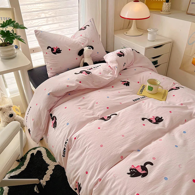 Afralia™ Cartoon Style Cotton Printed Bedding Sets in Single/Double Size