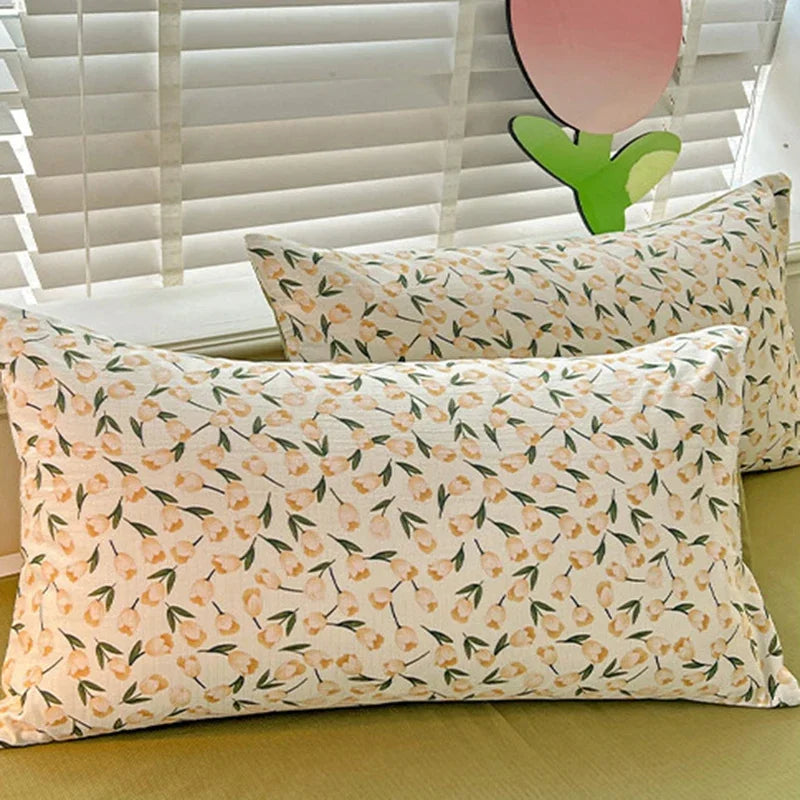 Afralia™ Flower Print Bedding Set 200X230Cm Soft Cotton Duvet Cover Set