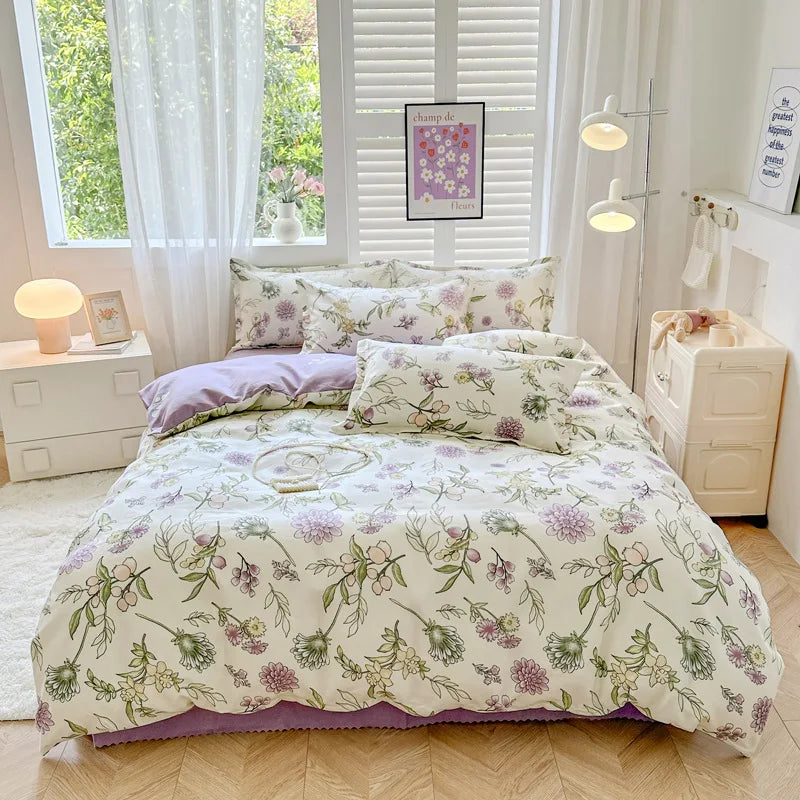 Afralia™ Soft Plant Printed Bedding Sets Cozy Quilt Cover for Summer & Autumn