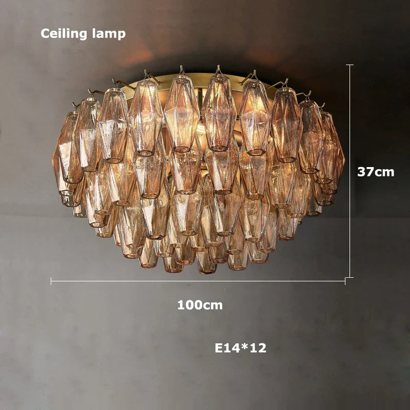 Afralia™ Modern Luxury Glass Shade Brass/Black LED Chandelier, Art Deco Dining Room Ceiling Light