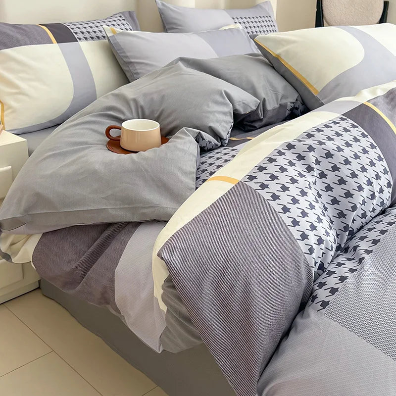 Afralia™ Geometric Print 100% Cotton Bedding Set for All Seasons