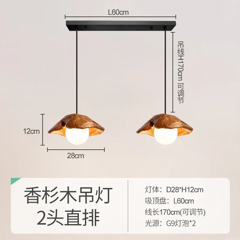 Afralia™ Wood Grain 3-Light Retro Style Pendant Light for Living Room and Bedroom