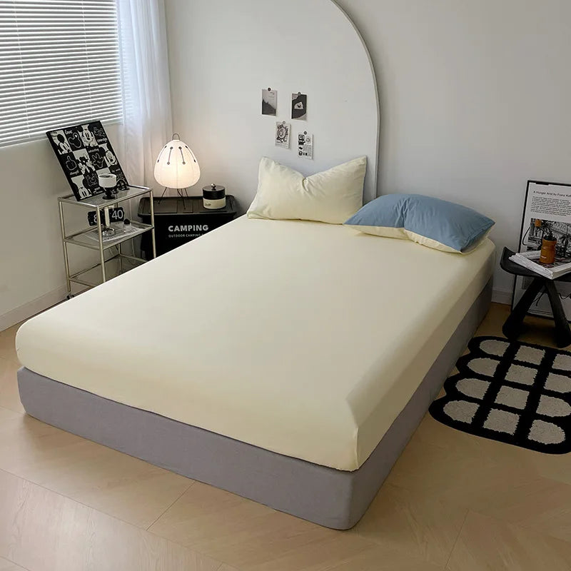Afralia™ Soft Comfort Solid Color Fitted Bed Sheet - Double Mattress Cover
