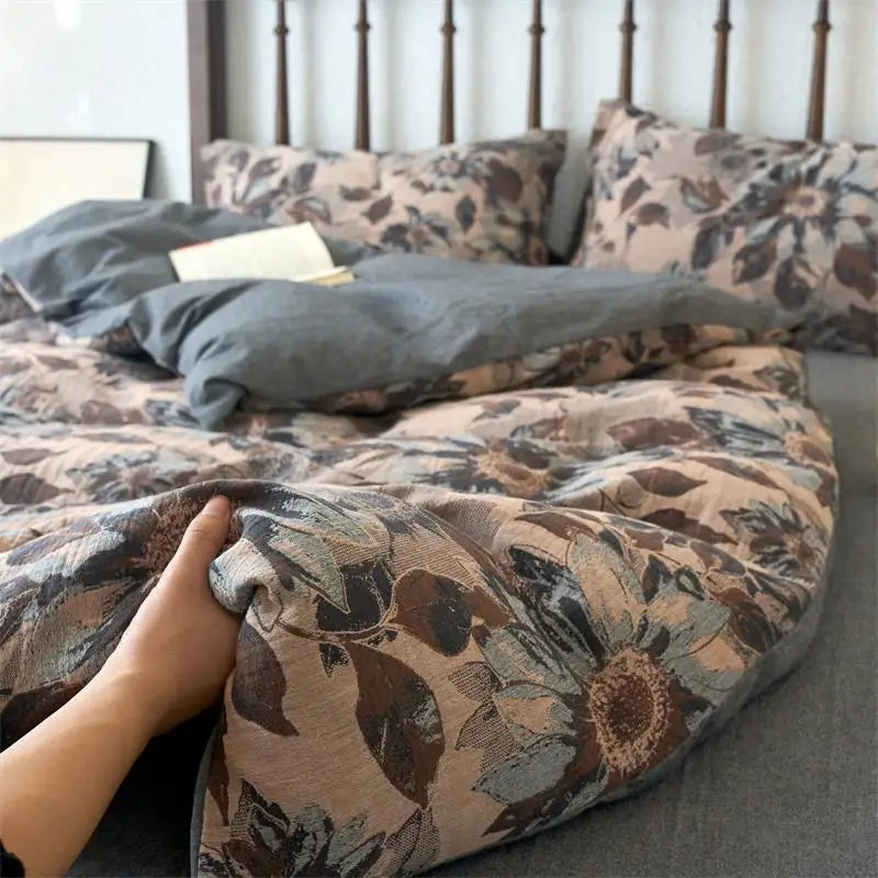 Afralia™ Cotton Jacquard Bedding Sets Vintage Quilt Set for All Seasons