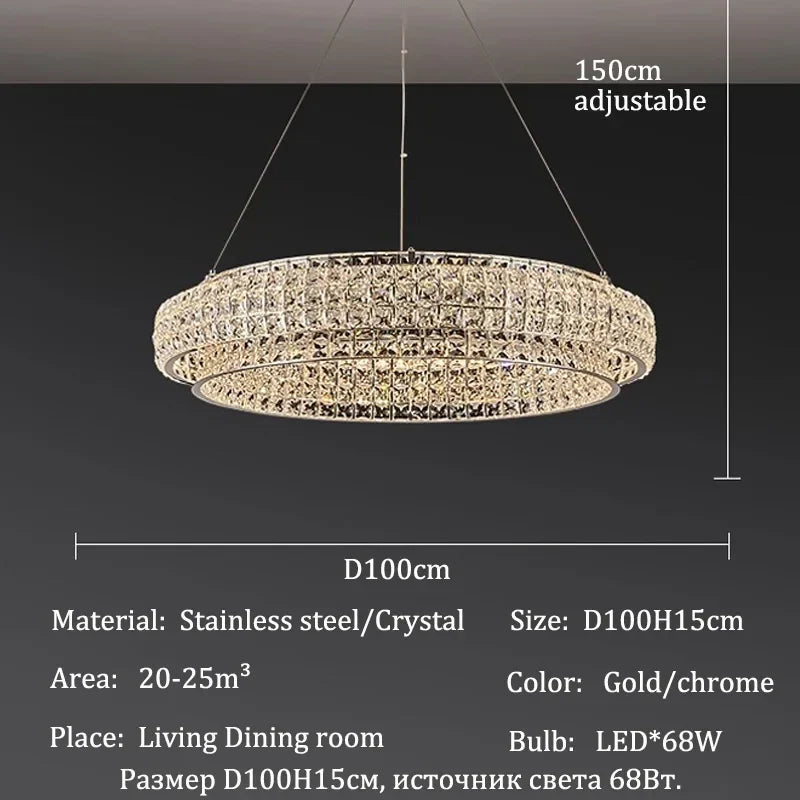 Afralia™ Crystal Chandelier LED Ceiling Light Fixture Pendant Suspension Lamp Luxe Home Decor LuxeCrystal Beauty