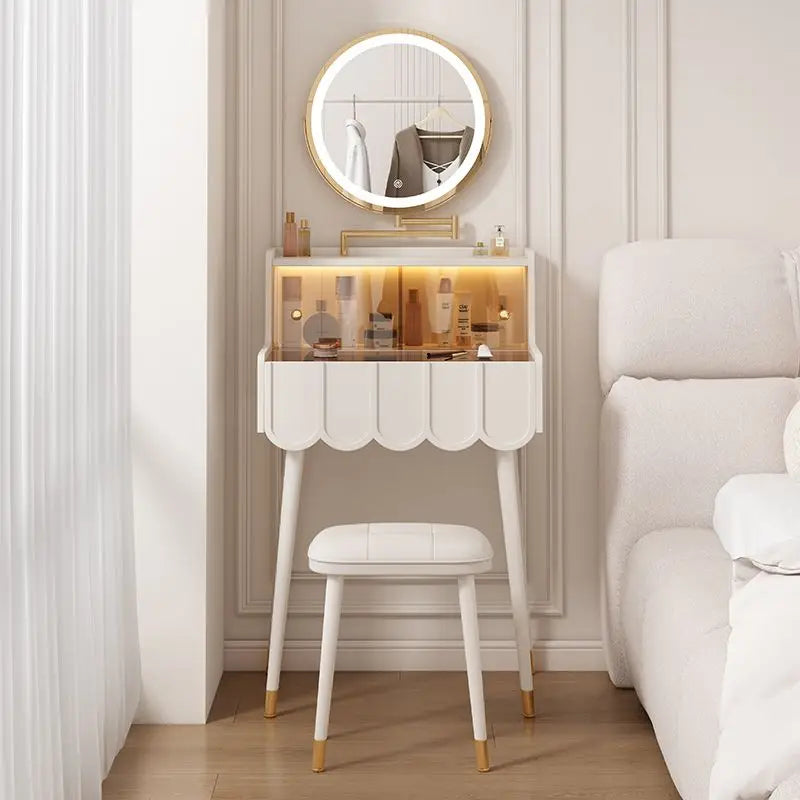 Afralia™ Luxury Nordic Vanity Table Set with Mirror - Modern Bedroom Makeup Furniture