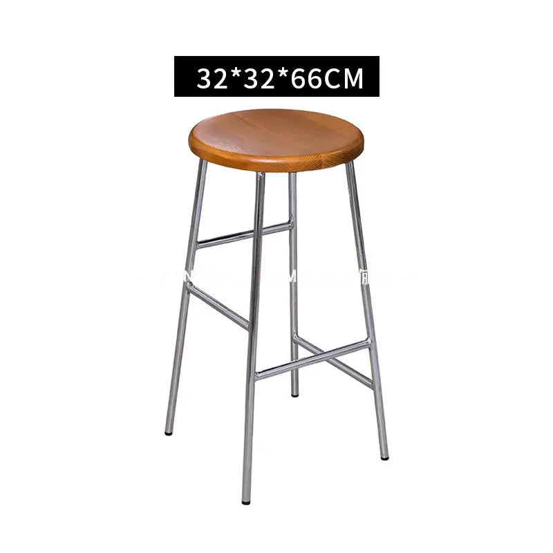 Afralia™ Round Iron Footstool: Casual Dining Bar Chair, Simple Household Chair