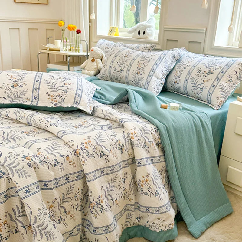 Afralia™ Floral Printed Quilted Bubble Cotton Duvet for Summer - Ultra-Soft Skin-Friendly Bedding