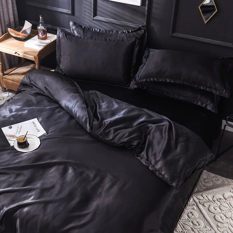 Afralia™ Ice Rayon Satin Bedding Set: Cooling, Soft, Summer Comfort for Twin-Double Bed