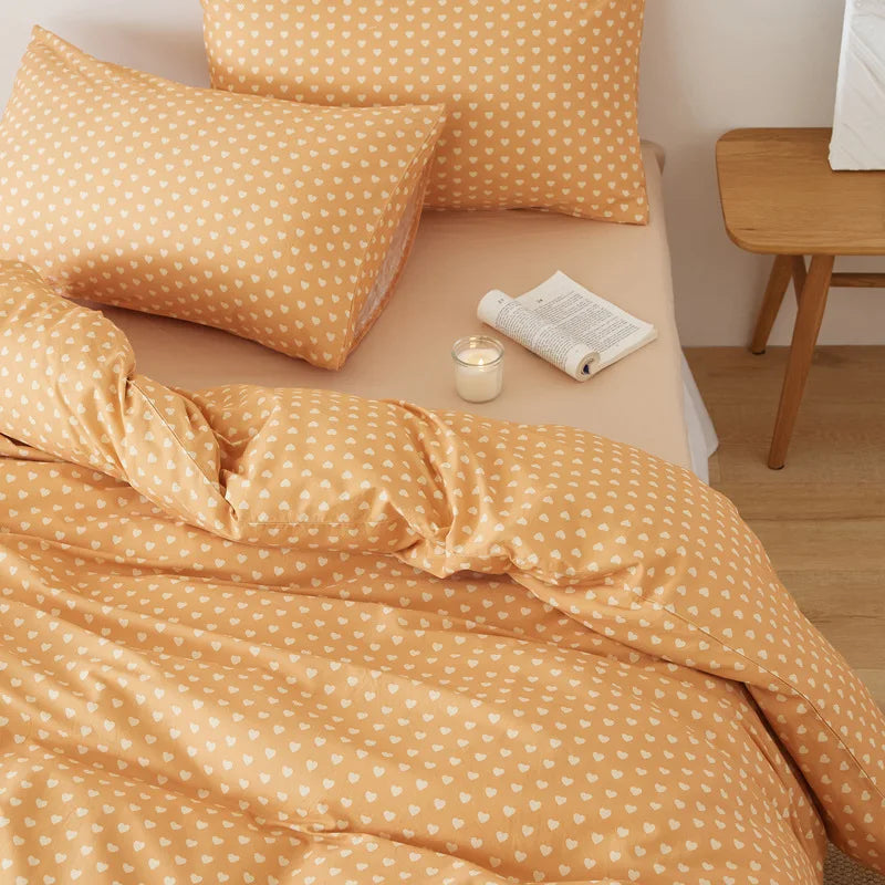 Afralia™ Nordic Cotton Solid Bedding Set Single Queen Size Quilt Set Luxurious & Skin-Friendly