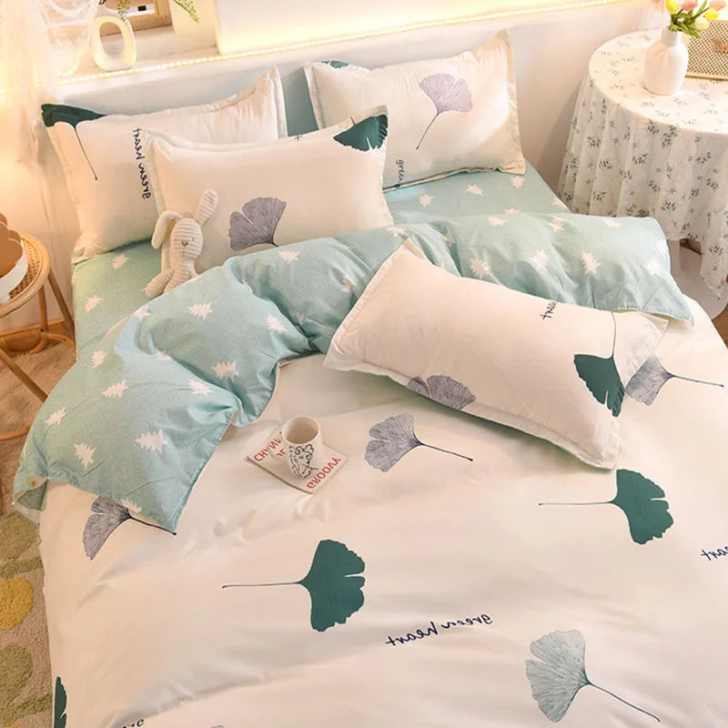Afralia™ Cartoon Print Bedding Set: Breathable Duvet Cover, Bed Sheet, Pillowcases - Double & Single Sizes