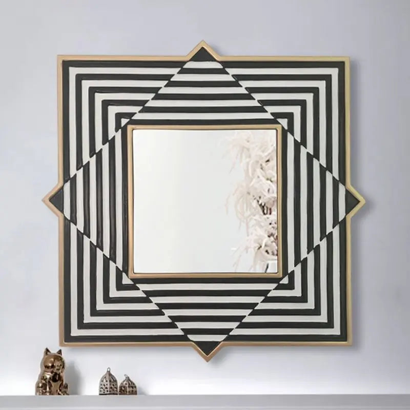 Afralia™ Nordic Wrought Iron Square Decorative Mirror
