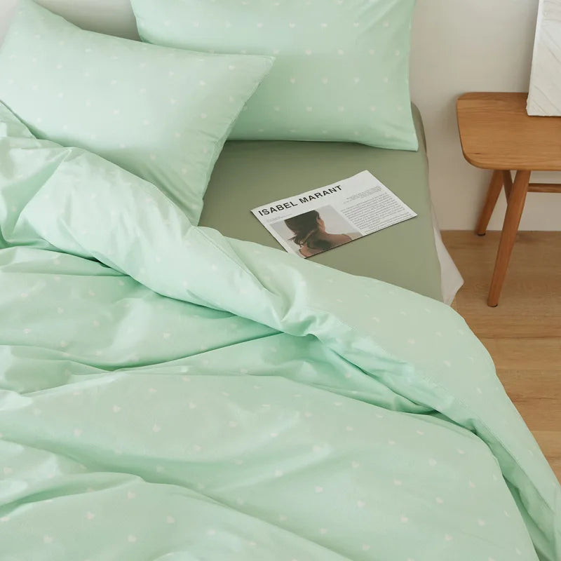 Afralia™ Nordic Cotton Solid Bedding Set Single Queen Size Quilt Set Luxurious & Skin-Friendly