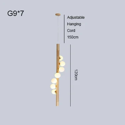 Afralia™ Nordic Walnut Glass Pendant Chandelier - Dimmable Restaurant Decor Lighting