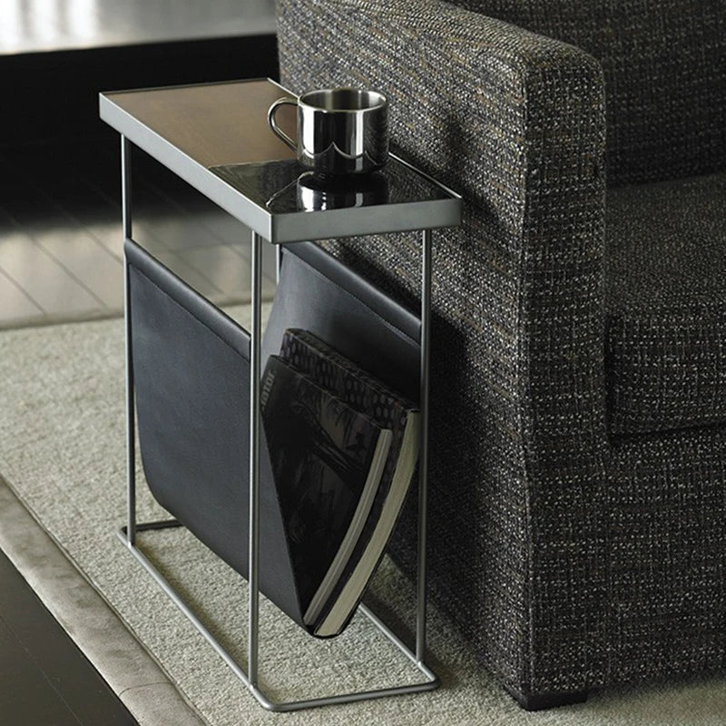 Afralia™ Nordic Side Table - Minimalist Living Room Accent Desk with Magazine Storage Shelf