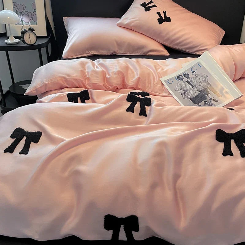 Afralia™ Butterfly Embroidered Ice Silk Bedding Sets - Cooling Duvet Cover Kit