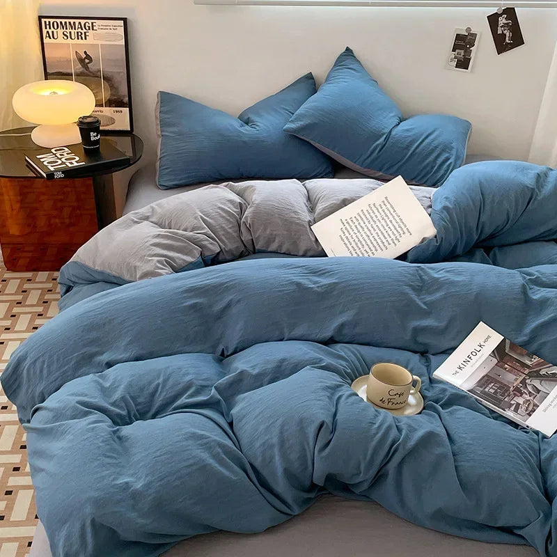 Afralia™ Soft Bedding Set: Fitted Sheet, Duvet Cover, Pillowcase - Queen/King Size