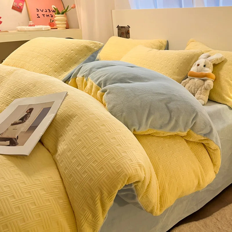 Afralia™ Plush Waffle Fleece Duvet Cover - Cozy 3D Carved Winter Comforter for Adults