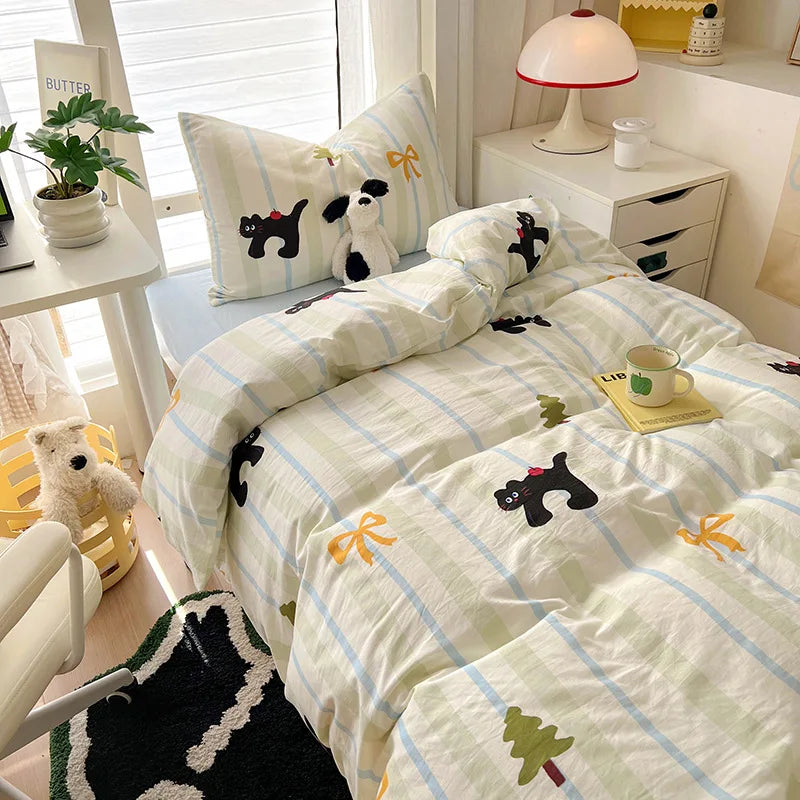 Afralia™ Cartoon Style Cotton Printed Bedding Sets in Single/Double Size