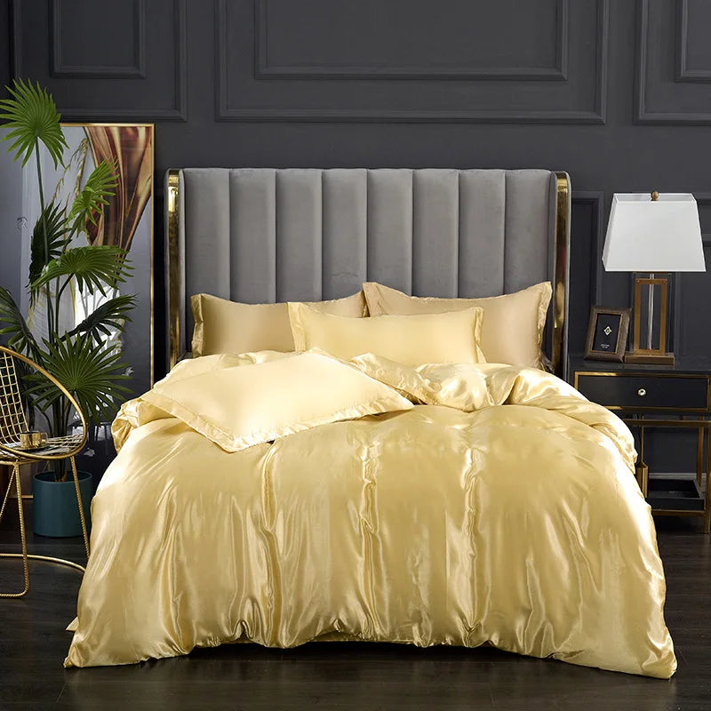 Afralia™ Silky Ice Solid Color Bedding Set for Cool Summer Sleep