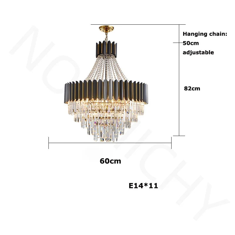 "Afralia™ Crystal Collection LED Black Gold Chandelier for Dinning Room"