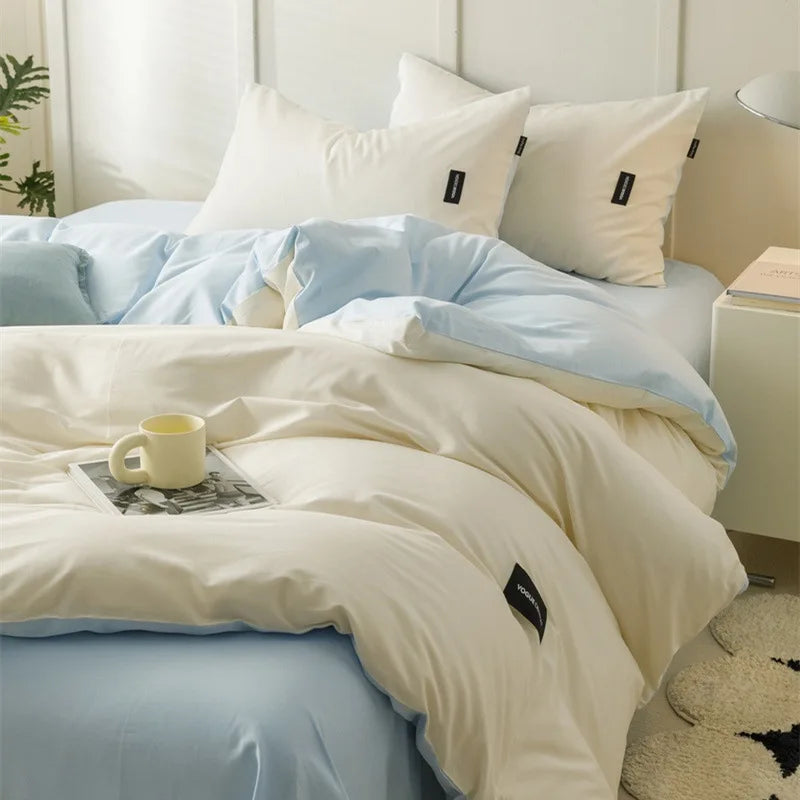 Afralia™ Double-Sided Color Matching Cotton Bedding Set for Adults